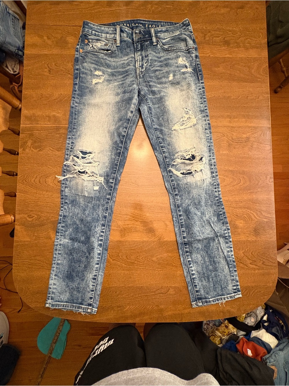American Eagle Outfitters Distressed Light Blue Skinny Jeans